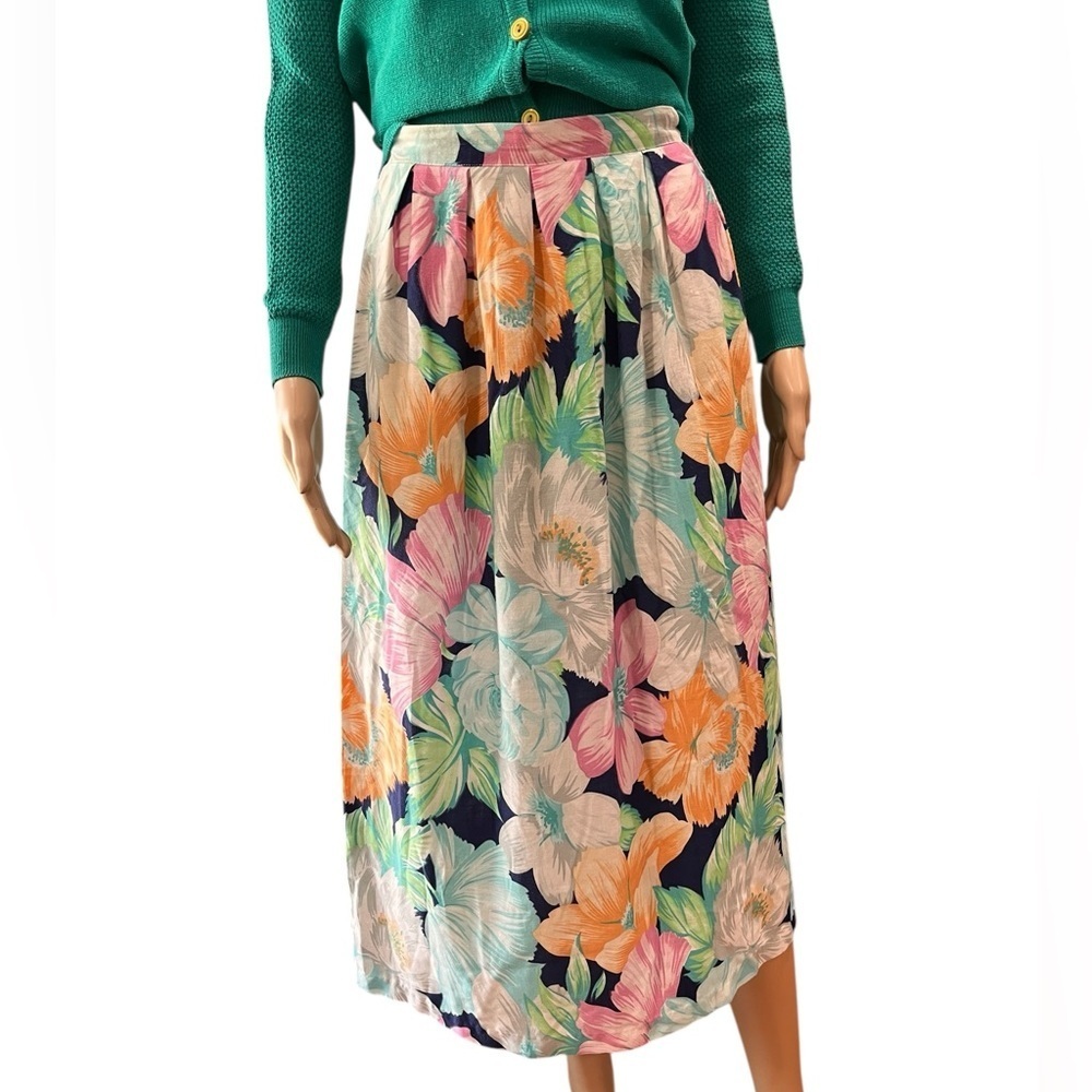 Cottagecore VSQ Very Special Quality tropical Print watercolor flowers skirt-10